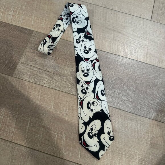 BALANCE HOT CAKES MENS TIE DISNEY MICKEY MOUSE BLACK WHITE - Picture 1 of 4